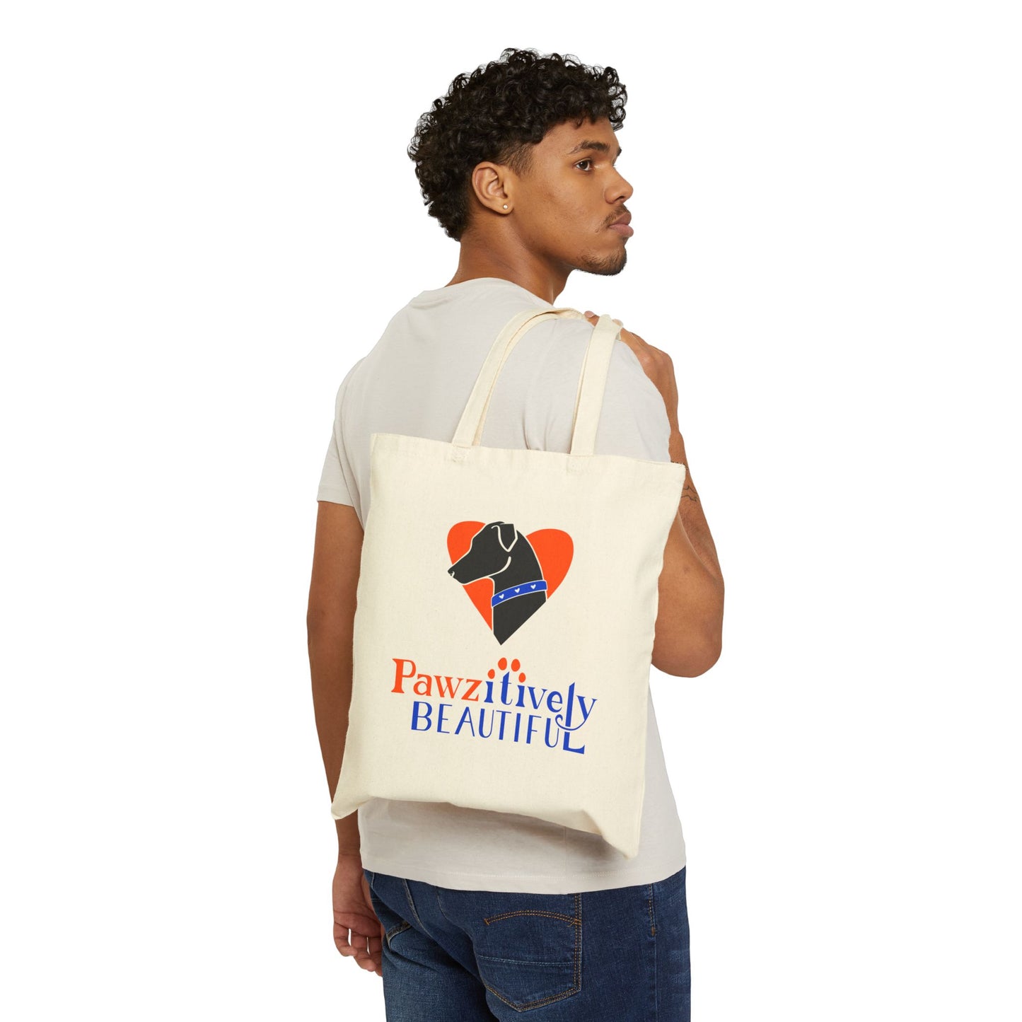 Pawzitively Beautiful Tote Bag | Canvas Tote, Paw Print Design