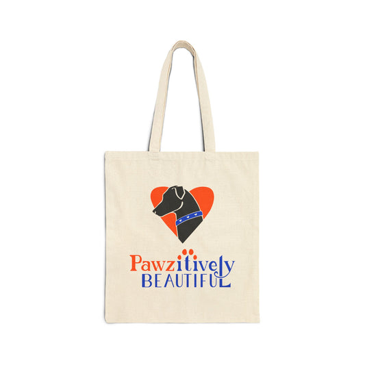 Pawzitively Beautiful Tote Bag | Canvas Tote, Paw Print Design